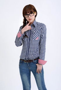 拉莎貝尼 春裝格子襯衫女長(zhǎng)袖英倫韓版修身女長(zhǎng)袖襯衫新品女襯衣 bb2102